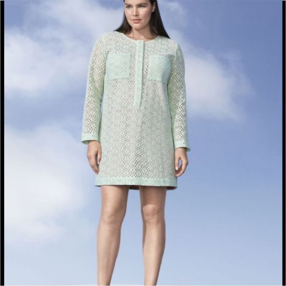 Victoria Beckham Mint Green Lace Long Sleeve Dress large nwot - Picture 2 of 15